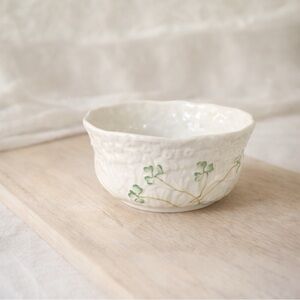Belleek Ireland  Bon Bon Dish Embossed Shamrock Porcelain Bowl Vintage Irish